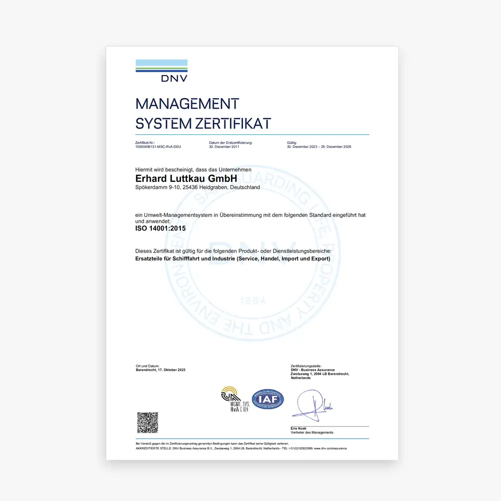 MANAGEMENT SYSTEM ZERTIFIKAT ISO 14001:2015
